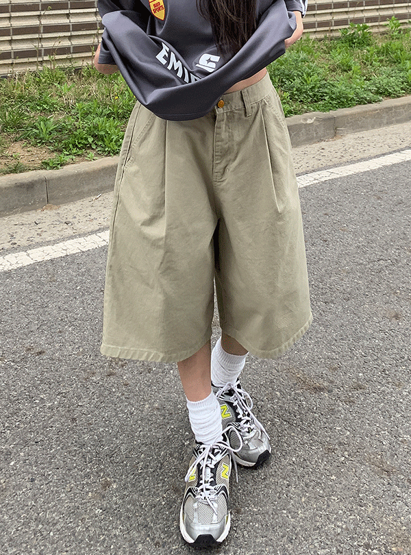 Pintuck over cotton shorts (2color)