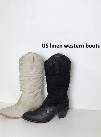 US linen western boots (2color)