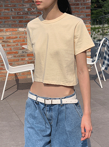 Essential cropped tee (4color)