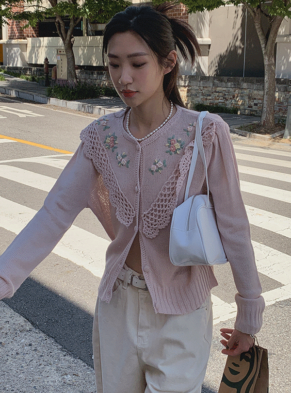 Pastel embroidery cardigan (3color)