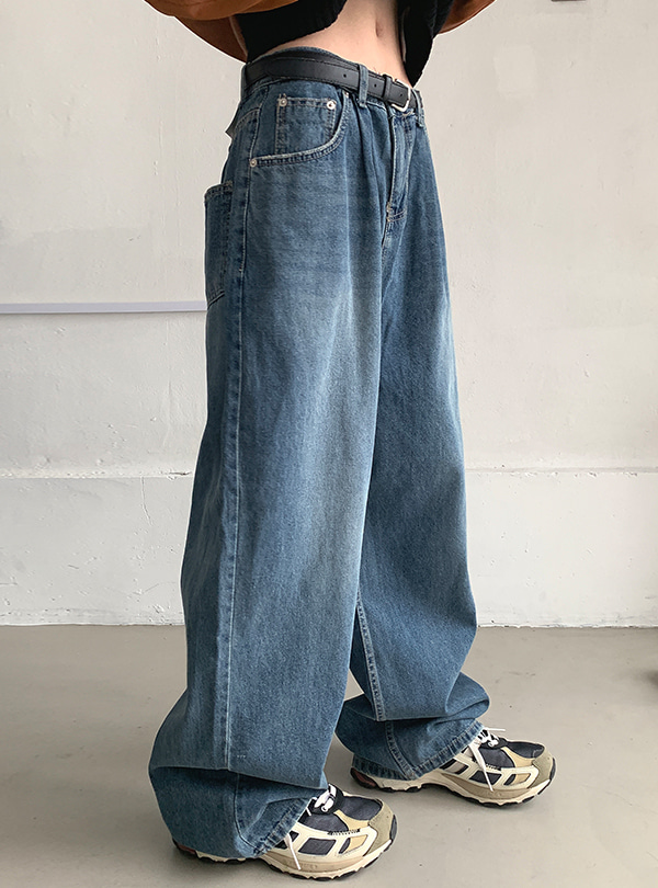 Loose fold jeans (2color)
