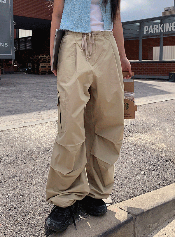 Maxi wide big cargo pants (4color)