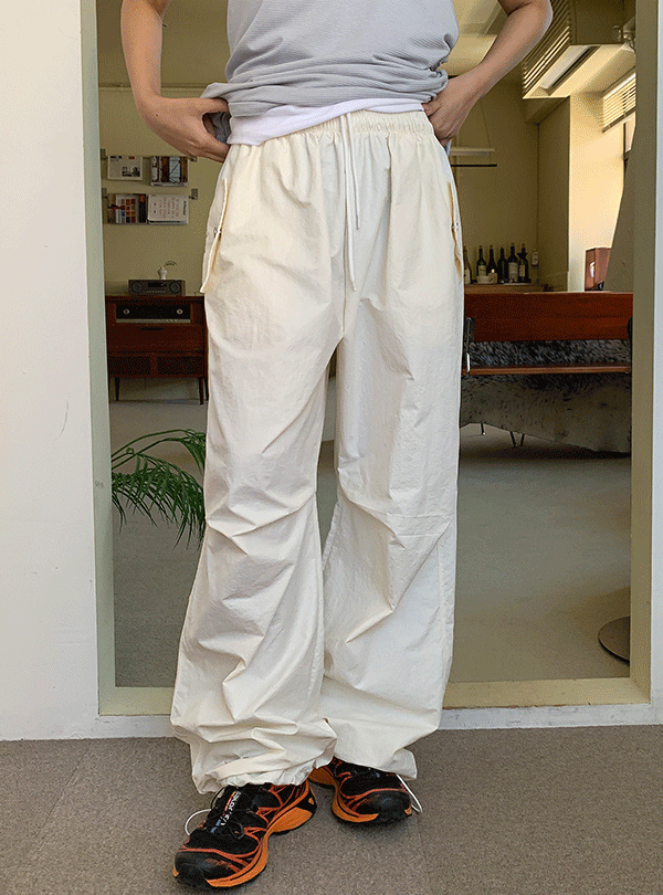 Cire glossy wind pocket pants (4color)