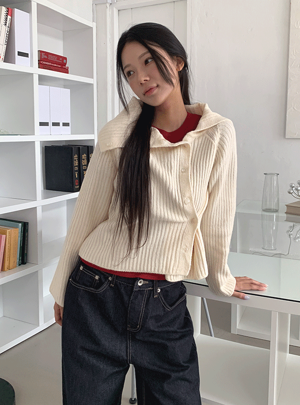 Button off knit cardigan (3color)