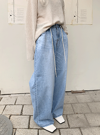 Washing string denim jeans (2color)