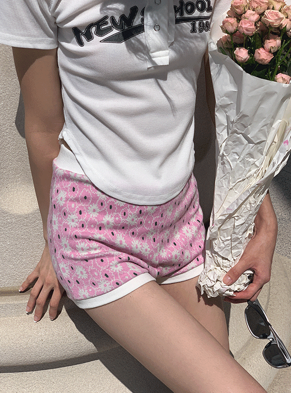 Flower knit drawers shorts (2color)