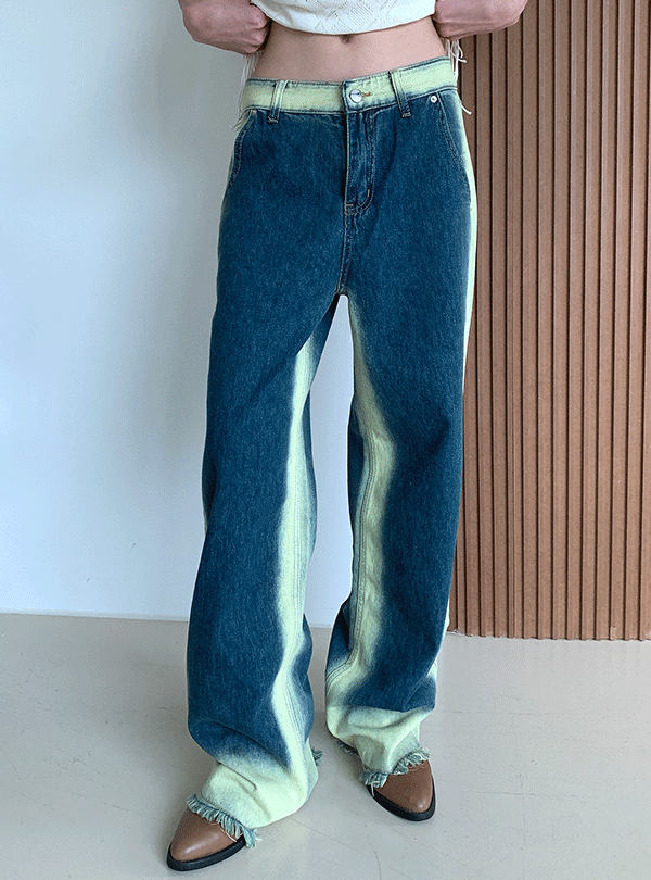 Side spray denim jeans (2color)