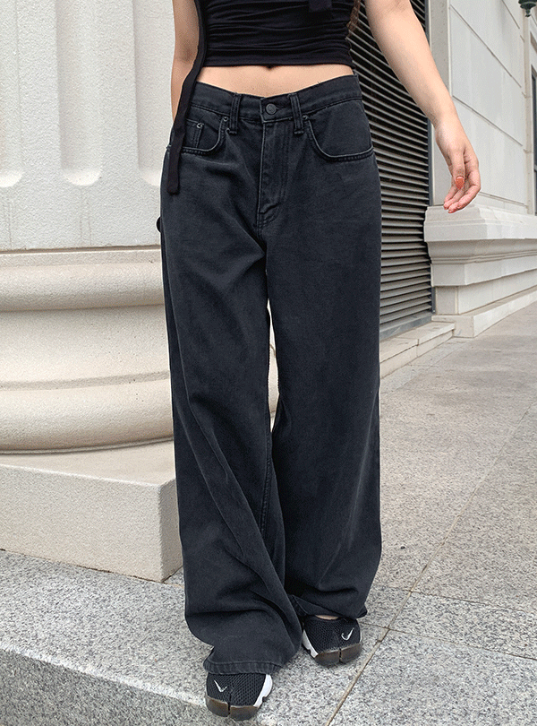 Over wide denim jeans (2color)