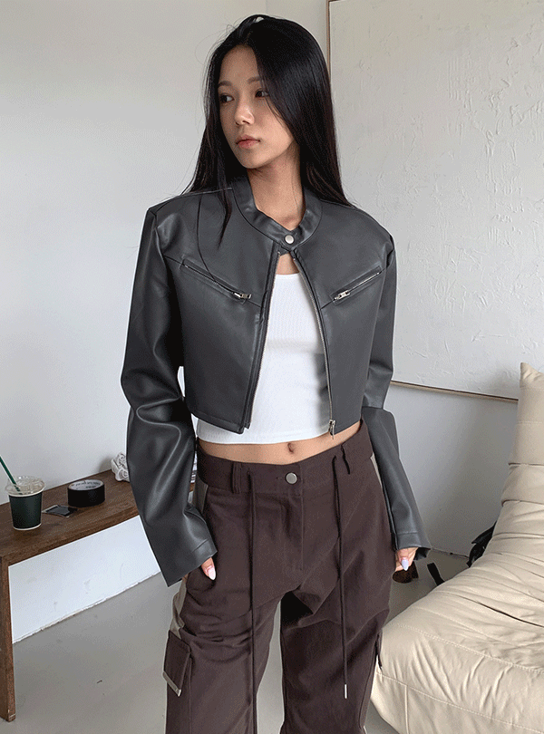 Drop leather rider jacket (2color)