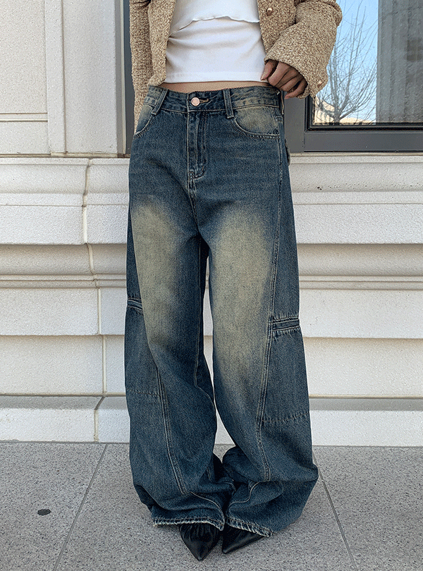 Faded side pocket jeans